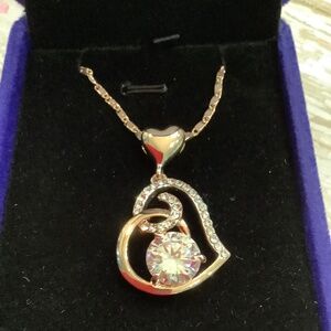 Gold Heart Cubic Zirconia necklace